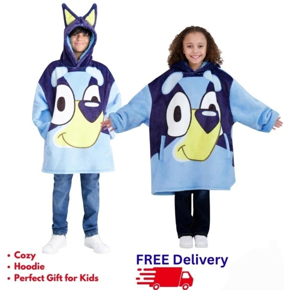 Bluey Oversized The Way Big hoodie plush‎ lined 4-10 fit most Blanket Kids Comfy